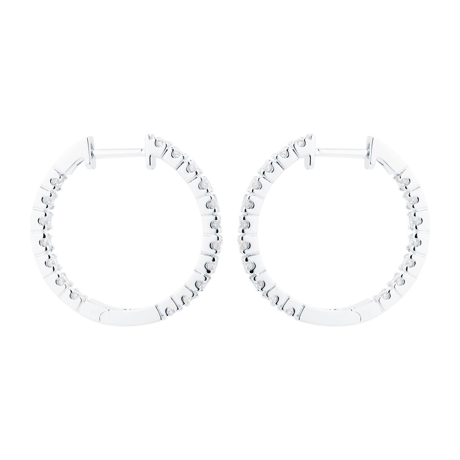 18ct White Gold 1.00cttw Diamond 20mm Hoop Earrings - Image 2