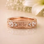 The Rose Gold Lab-Grown Diamond Vintage Floral Band by Elithra Jewels.